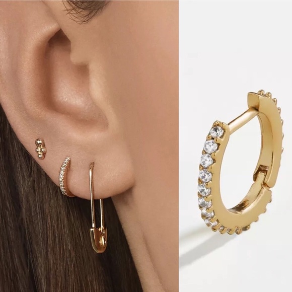 Sweet Simplicity Gold Rhinestone Hoop Earrings - Picture 4 of 4